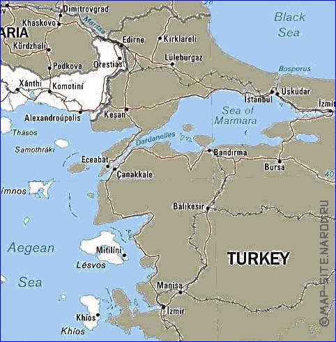 mapa de Grecia em ingles