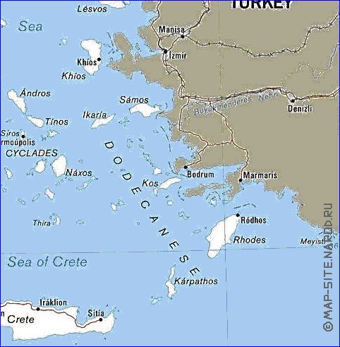 mapa de Grecia em ingles