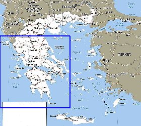 mapa de Grecia em ingles