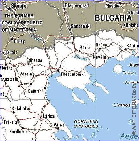 mapa de Grecia em ingles