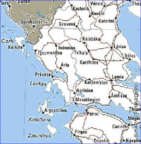 mapa de Grecia em ingles