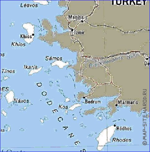 carte de Grece en anglais