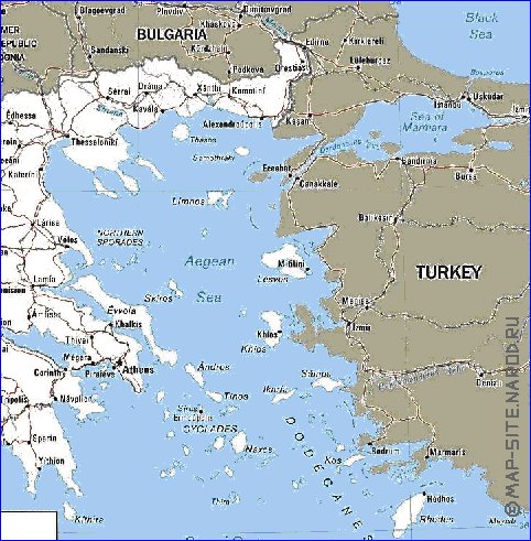 mapa de Grecia em ingles