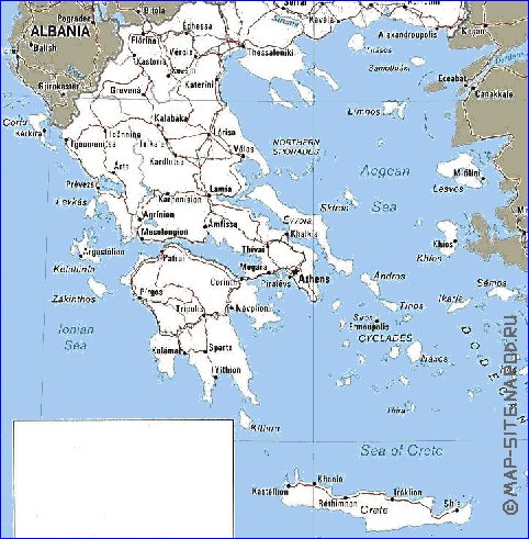 mapa de Grecia em ingles