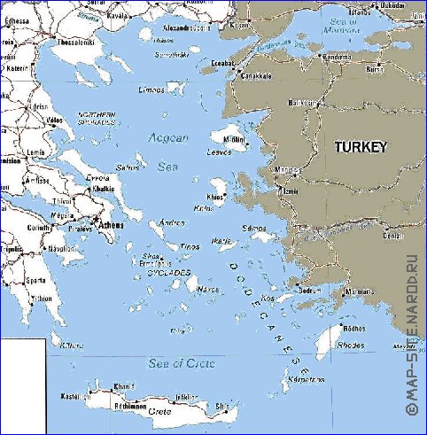 mapa de Grecia em ingles