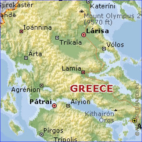 Fisica mapa de Grecia em ingles