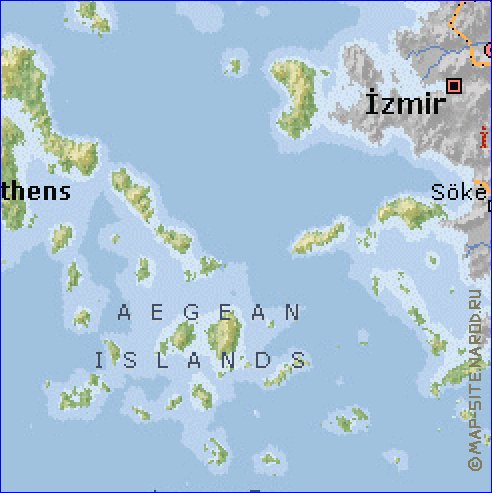 Fisica mapa de Grecia em ingles