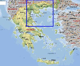 Fisica mapa de Grecia em ingles