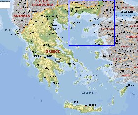 Fisica mapa de Grecia em ingles