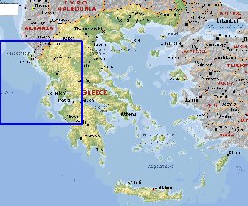 Fisica mapa de Grecia em ingles