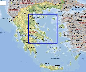 Fisica mapa de Grecia em ingles