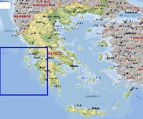 Fisica mapa de Grecia em ingles