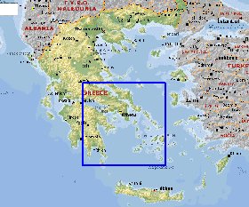 Fisica mapa de Grecia em ingles