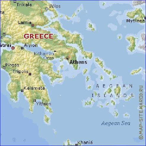 Fisica mapa de Grecia em ingles