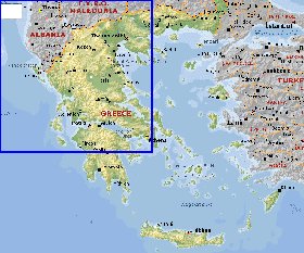 Fisica mapa de Grecia em ingles