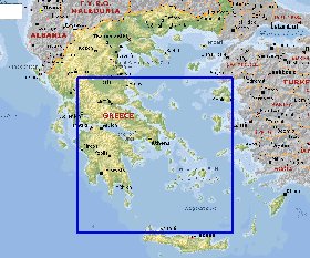 Fisica mapa de Grecia em ingles