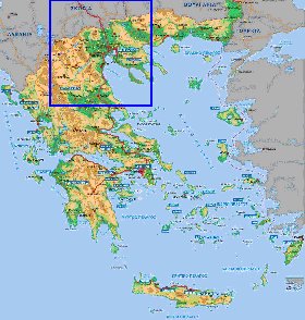 Physique carte de Grece