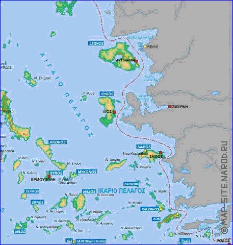 Physique carte de Grece