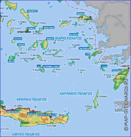 Physique carte de Grece