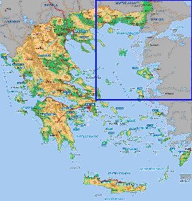 Physique carte de Grece