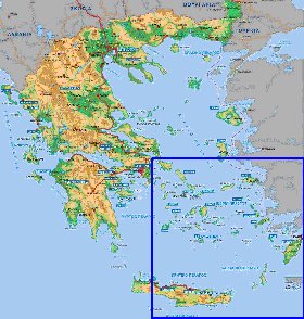 Physique carte de Grece