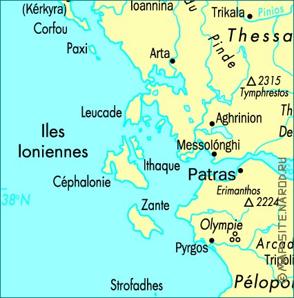 mapa de Grecia em frances