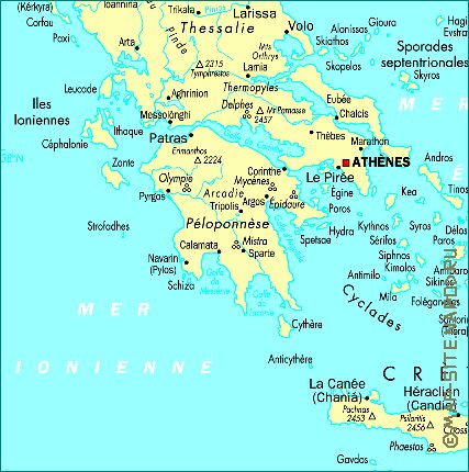 mapa de Grecia em frances