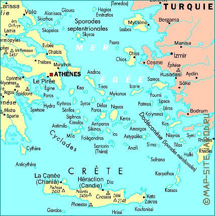 mapa de Grecia em frances