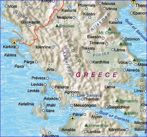 carte de Grece en allemand