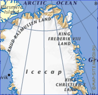 carte de Groenland en anglais