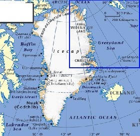 carte de Groenland en anglais