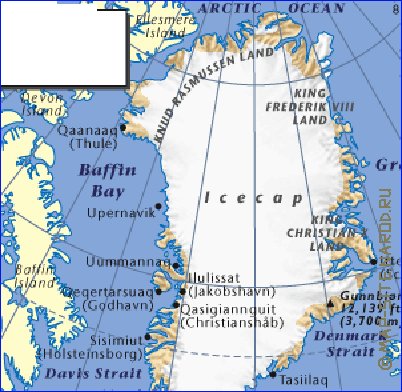 mapa de Gronelandia em ingles