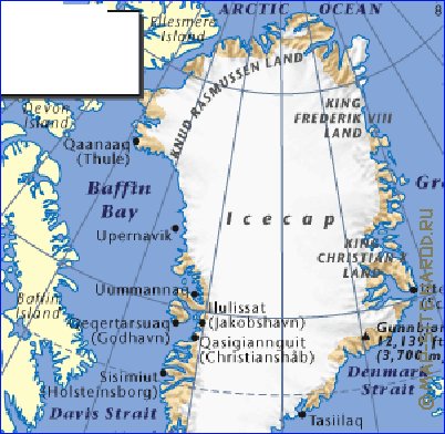 carte de Groenland en anglais