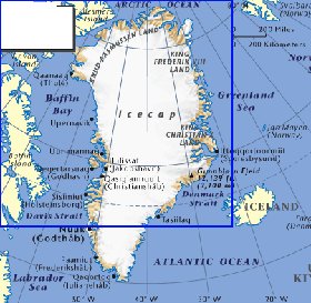 mapa de Gronelandia em ingles