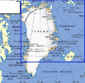 carte de Groenland en anglais