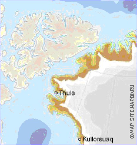 Physique carte de Groenland