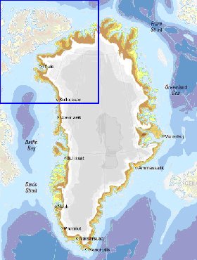 Physique carte de Groenland
