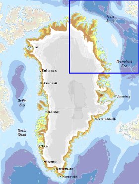 Physique carte de Groenland