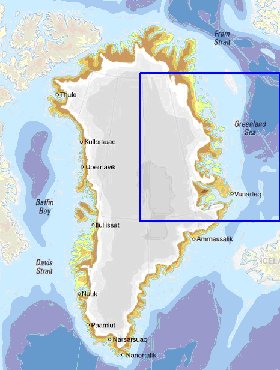 Physique carte de Groenland