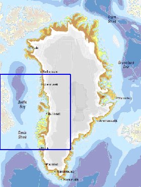 Physique carte de Groenland
