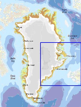 Physique carte de Groenland