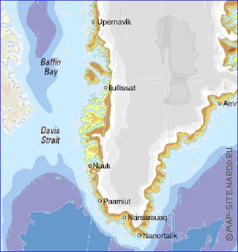 Fisica mapa de Gronelandia