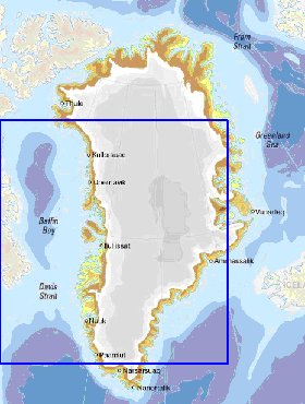 Physique carte de Groenland