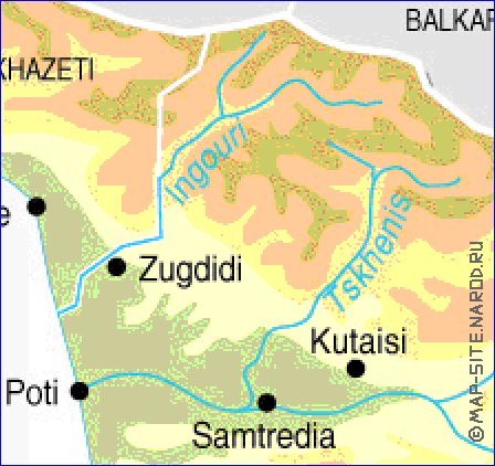 Fisica mapa de Georgia em ingles