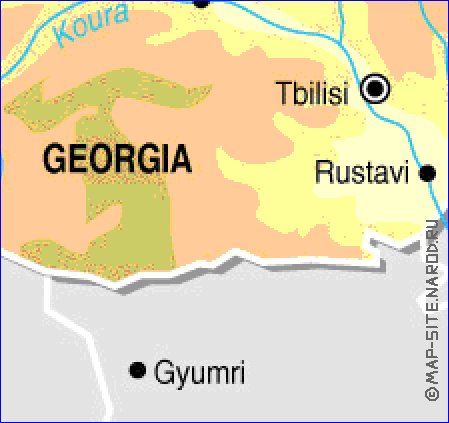 Fisica mapa de Georgia em ingles