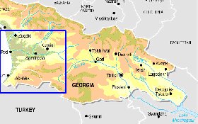 Fisica mapa de Georgia em ingles