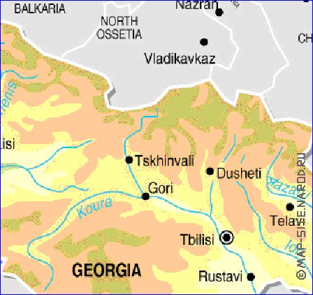 Fisica mapa de Georgia em ingles