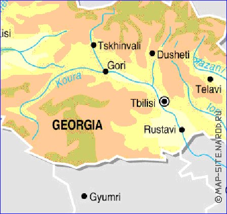 Fisica mapa de Georgia em ingles