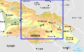 Fisica mapa de Georgia em ingles