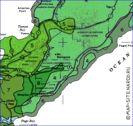 carte de Guam en anglais